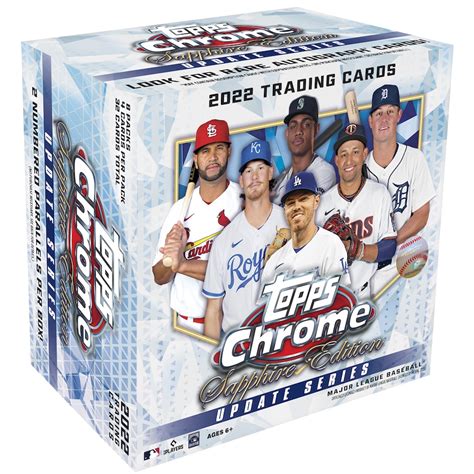 2022 topps chrome updates sapphire - What: 2022 Topps Chrome Update Sapphire Edition baseball cards. Arrives: Today via Topps.com. Box basics: Two parallels per 32-card box. Checklist: Click here. Order: Click here (when available) What's buzz-worthy: Sapphire gets another run here with eight-pack boxes that offer up new chances at notable rookies and stars from this year's Topps ...